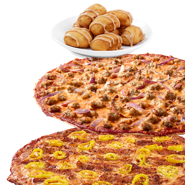 TWO Pizzas + Dessert image